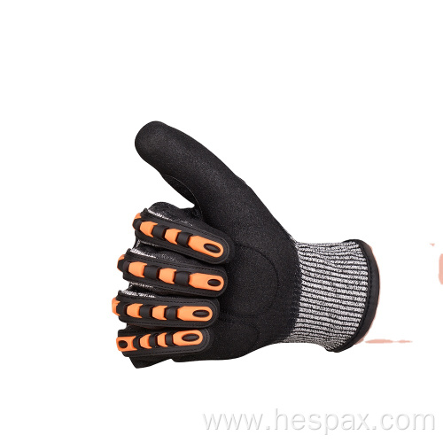 Hespax Anti-vibration Nitrile TPR Heavy Duty Work Gloves